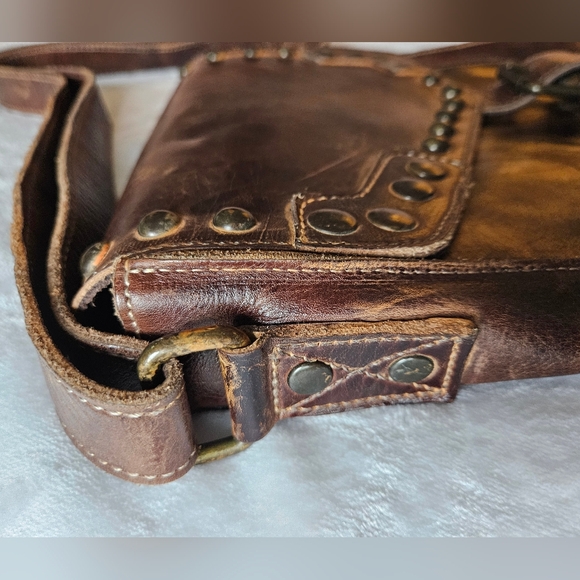 BED|STU RARE CROSSBODY LEATHER HANDBAG RUSTIC BROWN STUDDED SUMMERLAND LIKE NEW - Picture 12 of 16